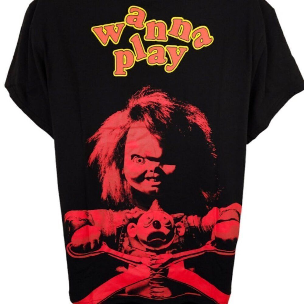 Chucky T Shirt Mens Size Medium Black All Over Print Childs Play Horror Movie